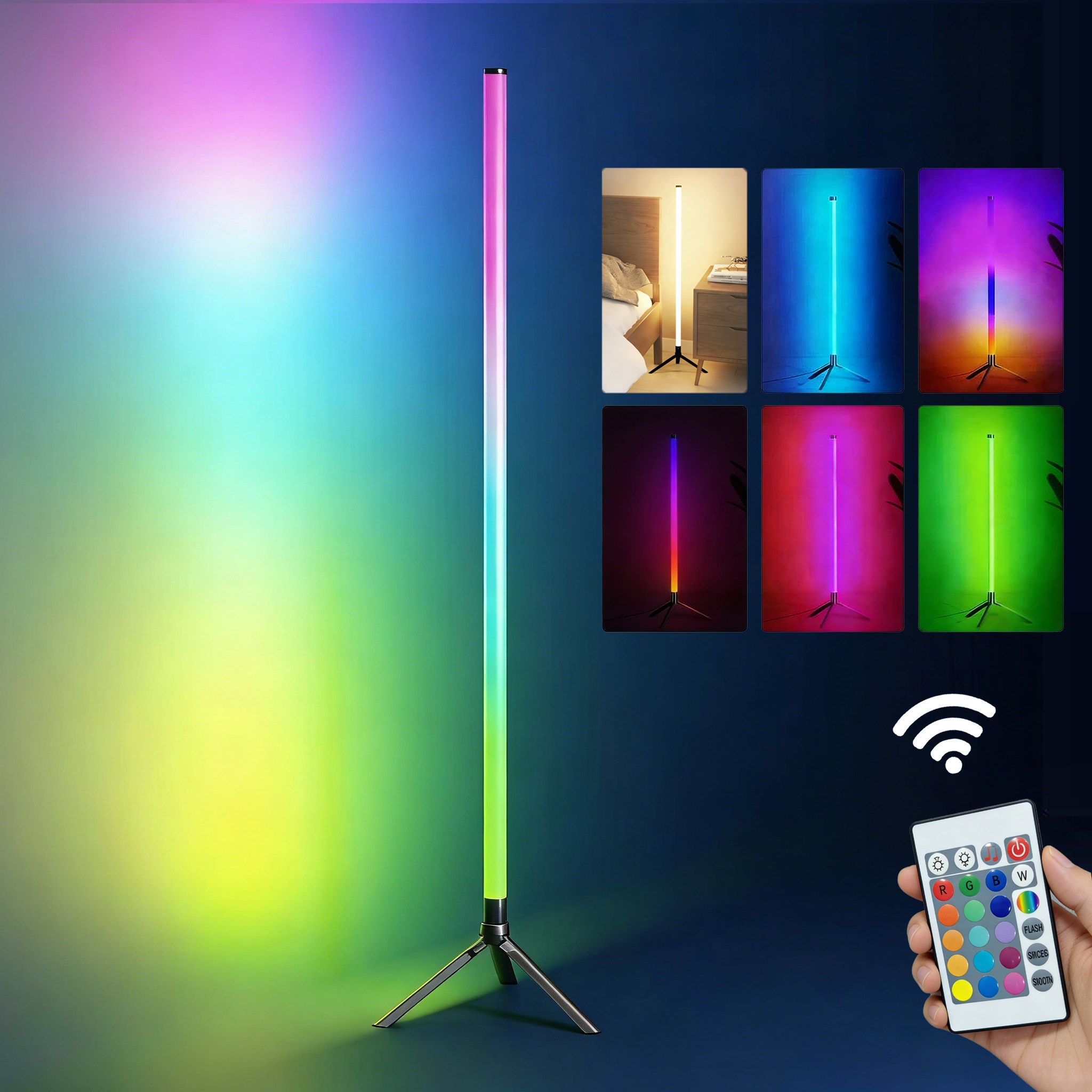 SASAKO 무선리모컨+뮤직반응 RGB 장스탠드 감성 네온 조명 게이밍조명 침실 거실 무드등 홈오피스 분위기 조성 12,900원