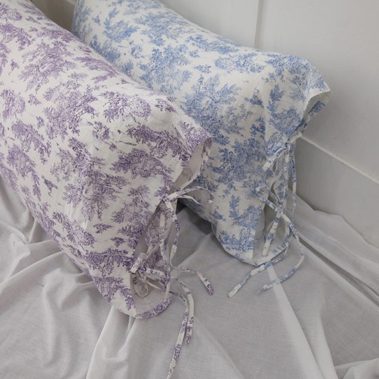 엔스기빙 프랑스 자수 리본 끈 등받이쿠션, 블루 9,800원