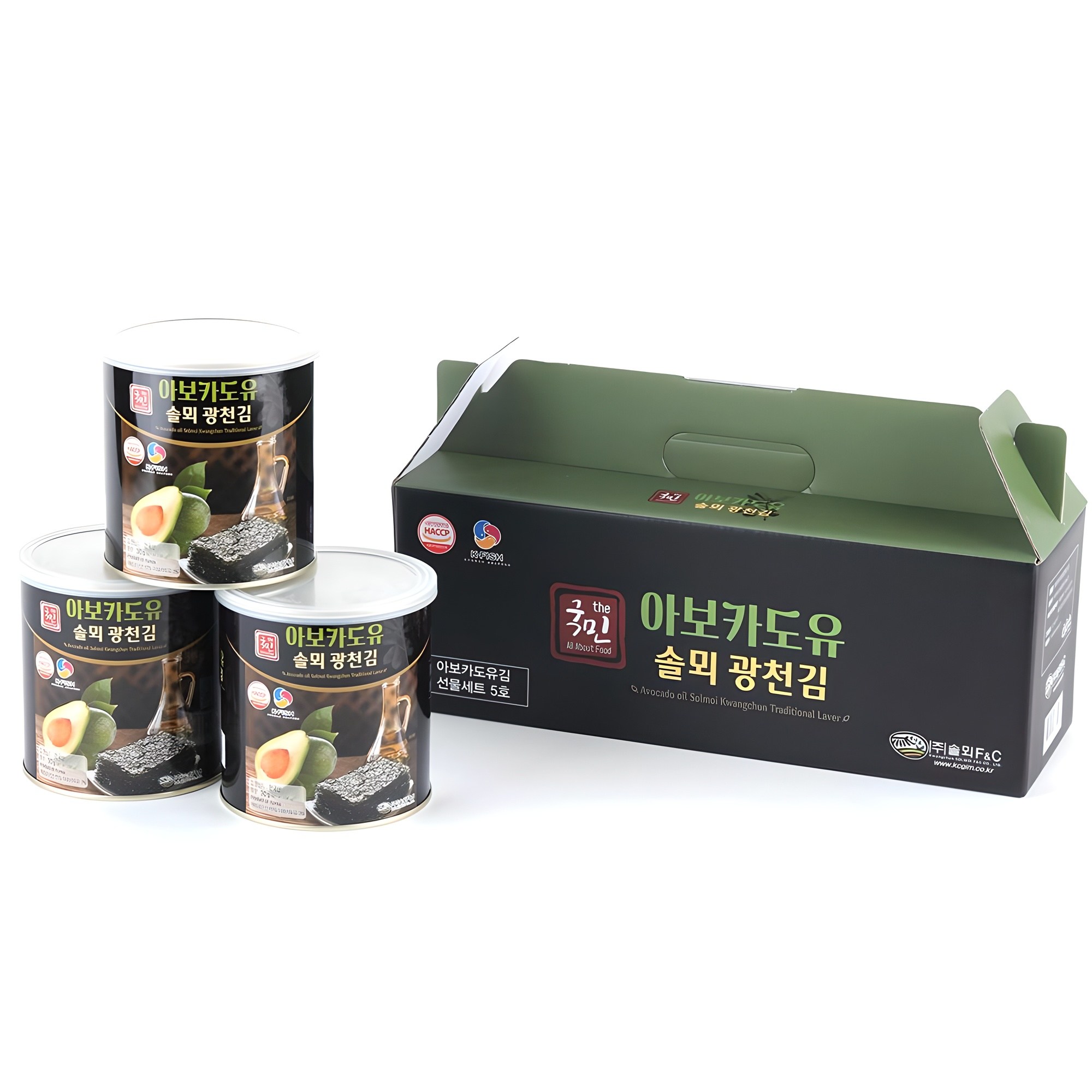 더국민 아보카도유 솔뫼 광천김 캔 3p 선물세트, 90g, 1개 14,900원