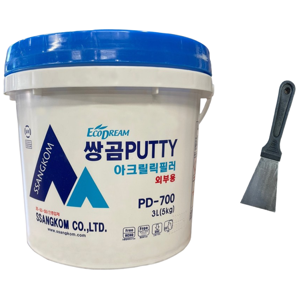 친환경 쌍곰 퍼티 빠데 5kg 핸디코트 외부용(석고보드 구멍 , 벽 구멍 메우기, 이보드 틈새 메우기)+막헤라67mm, 1개 10,900원
