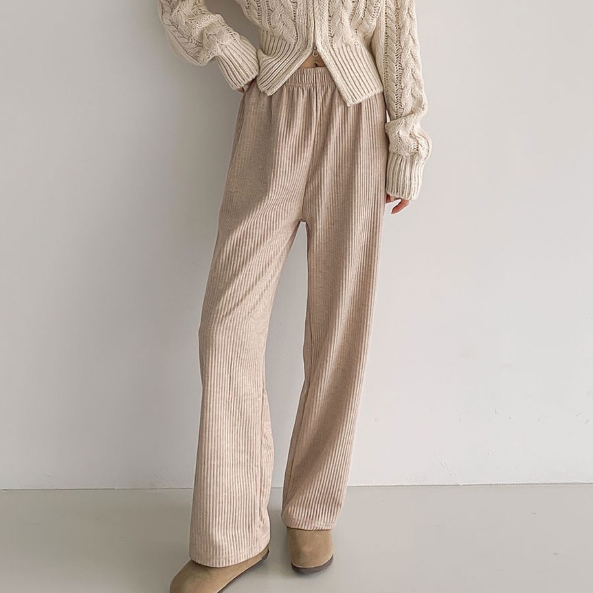 델리엔 데일리 골지 팬츠 코듀로이 와이드 밴딩 라운지 이지룩 홈웨어 가을 겨울 11,900원