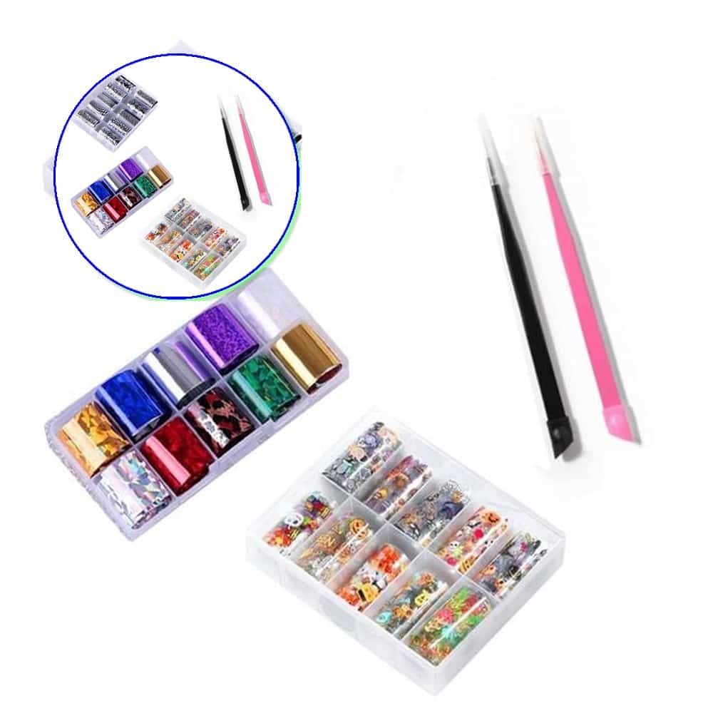 쌍문상회 10p 20종+꾹꾹이 핀셋 네일아트재료 메탈필름 세트 매직 40872EA 18,150원