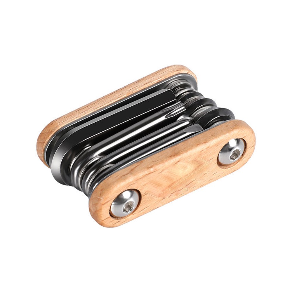 8 in 1 휴대용 접이식 조합 미니 자전거 멀티툴 목재 자전거 수리 도구 키트 11,200원