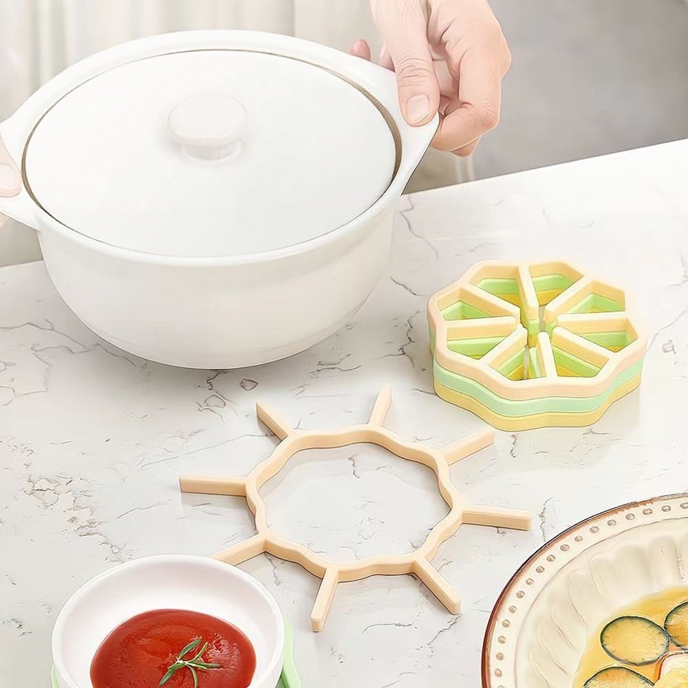 KOEWEI 실리콘 접시 뚝배기 열차단 플라워 냄비받침 3종 세트, 1세트, 라이트 그린+라이트 옐로우+ 연핑크 13,240원