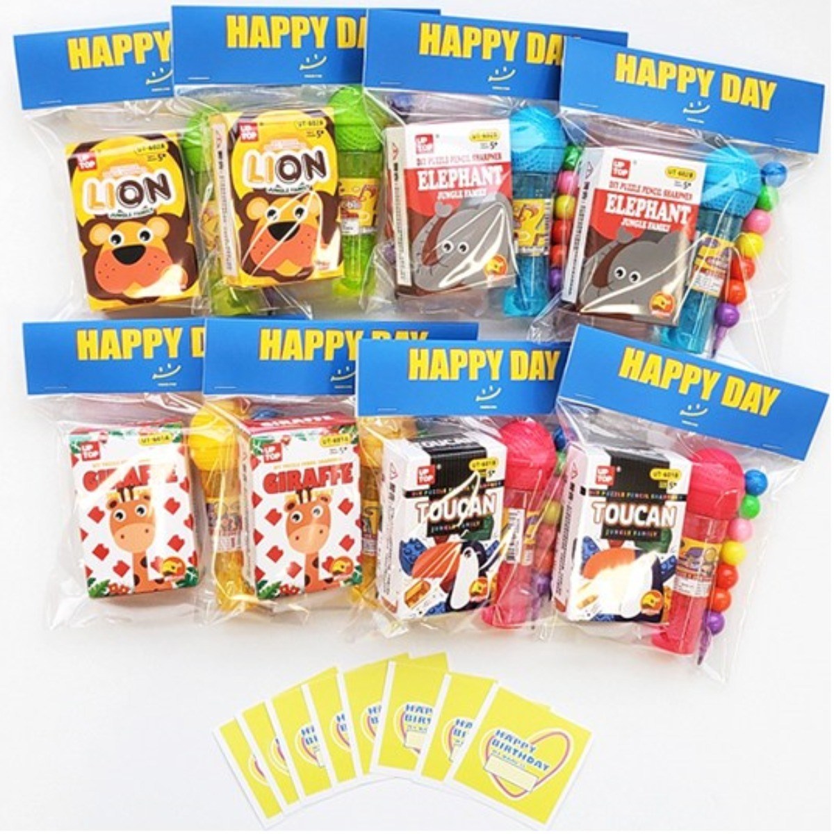 해피데이 동물블럭 선물 구디백 8개 + 스티커 8개 세트, 블루, 1세트 28,900원