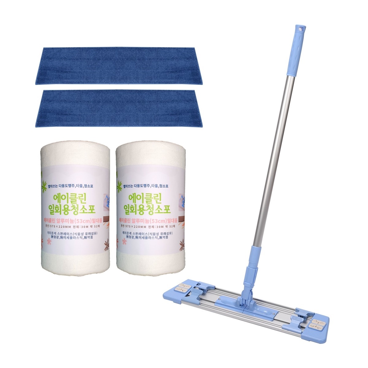 에이클린 대한민국 국내 제조 알루미늄 집게밀대+극세사패드2장+일회용청소포 60m 35,970원