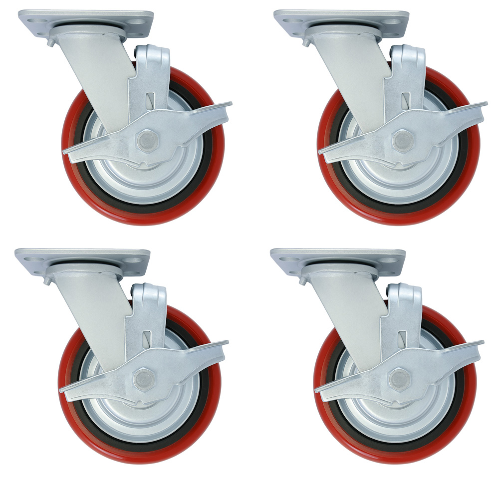 캐스터팩토리 중량 6인치 360kg 바퀴폭 44mm 회전 브레이크 우레탄 바퀴 산업용 캐스터, 4개 59,500원