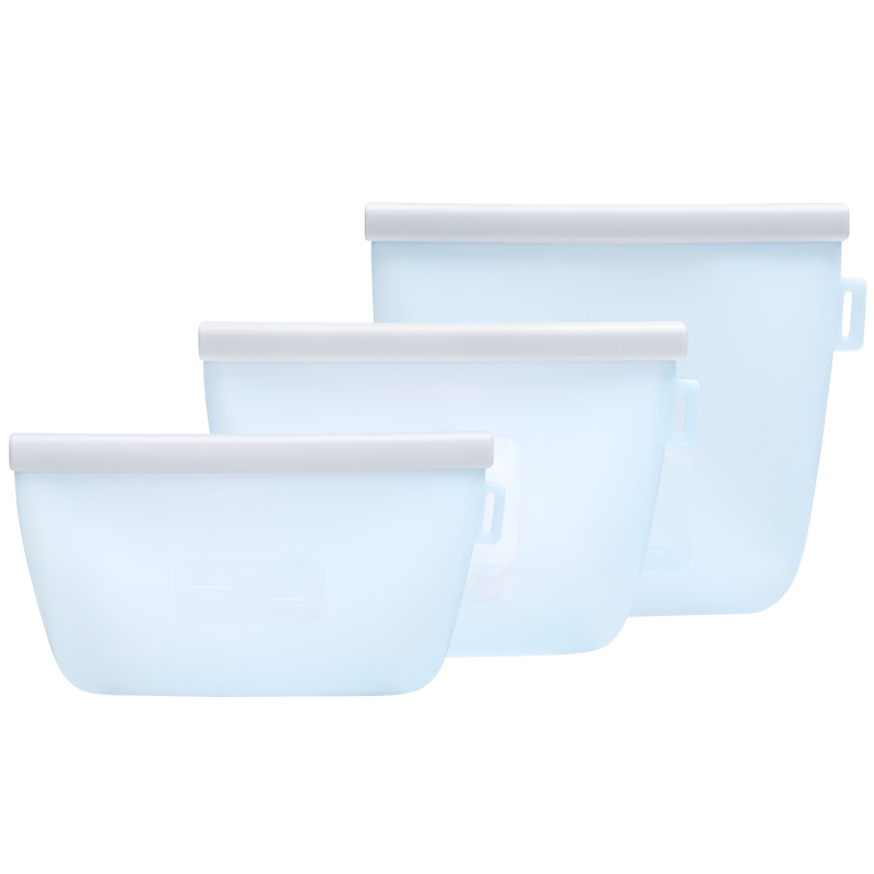 에이치 스토리 실리콘 보관팩 친환경 밀폐 다회용 실리콘봉투 실리콘지퍼백,500ml+1000ml+1500ml,3종 세트, 라이트블루, 1세트 19,800원