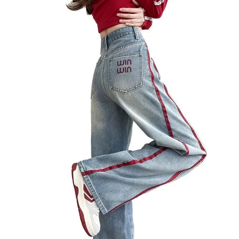 녕동 여성 캐주얼 와이드 데님 팬츠 데일리 빅사이즈 자수 통 청바지 슬랙스 24,500원