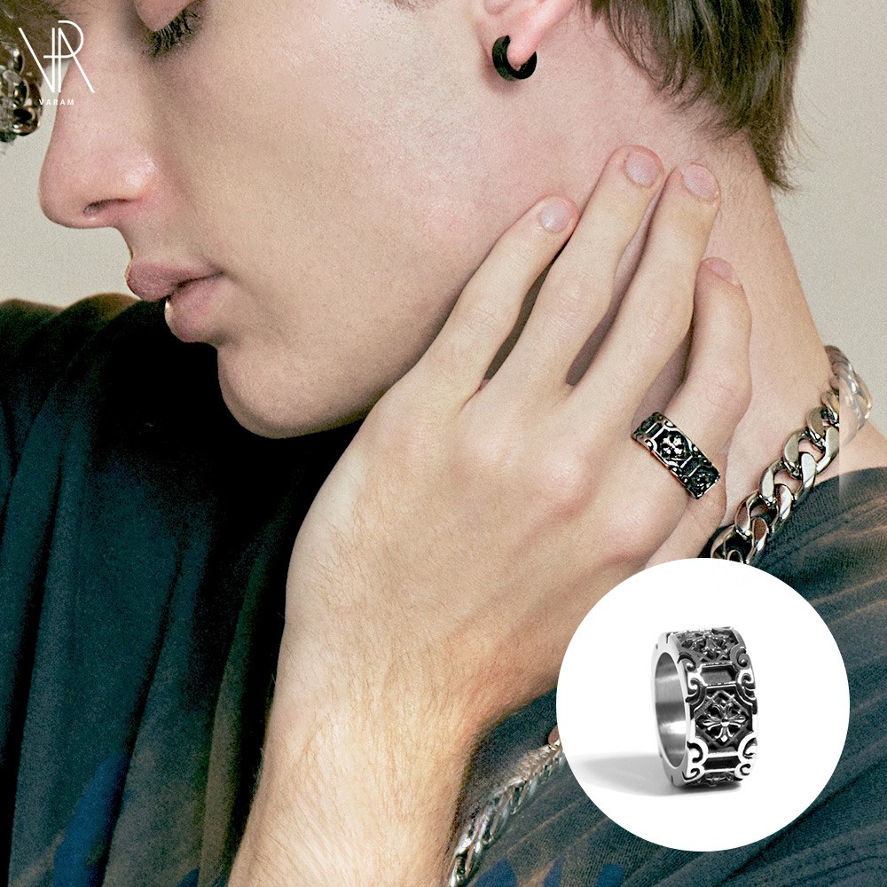 VARAM 써지컬316L스틸 엔틱 유화 볼드 아르비온 디자인 반지 12,800원