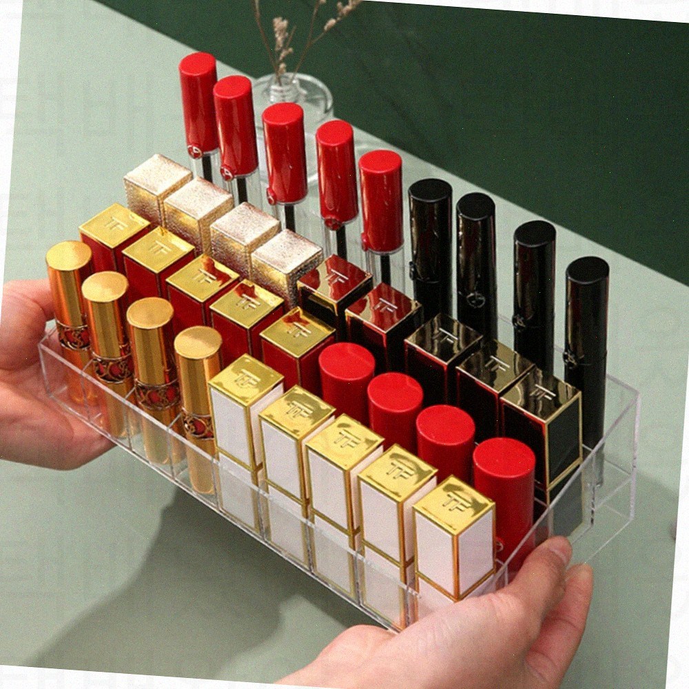 택배왔어요 립스틱 정리대 아크릴 투명 립계단식 정리함 9구 24구 36구 메이크업 수납함 14,000원