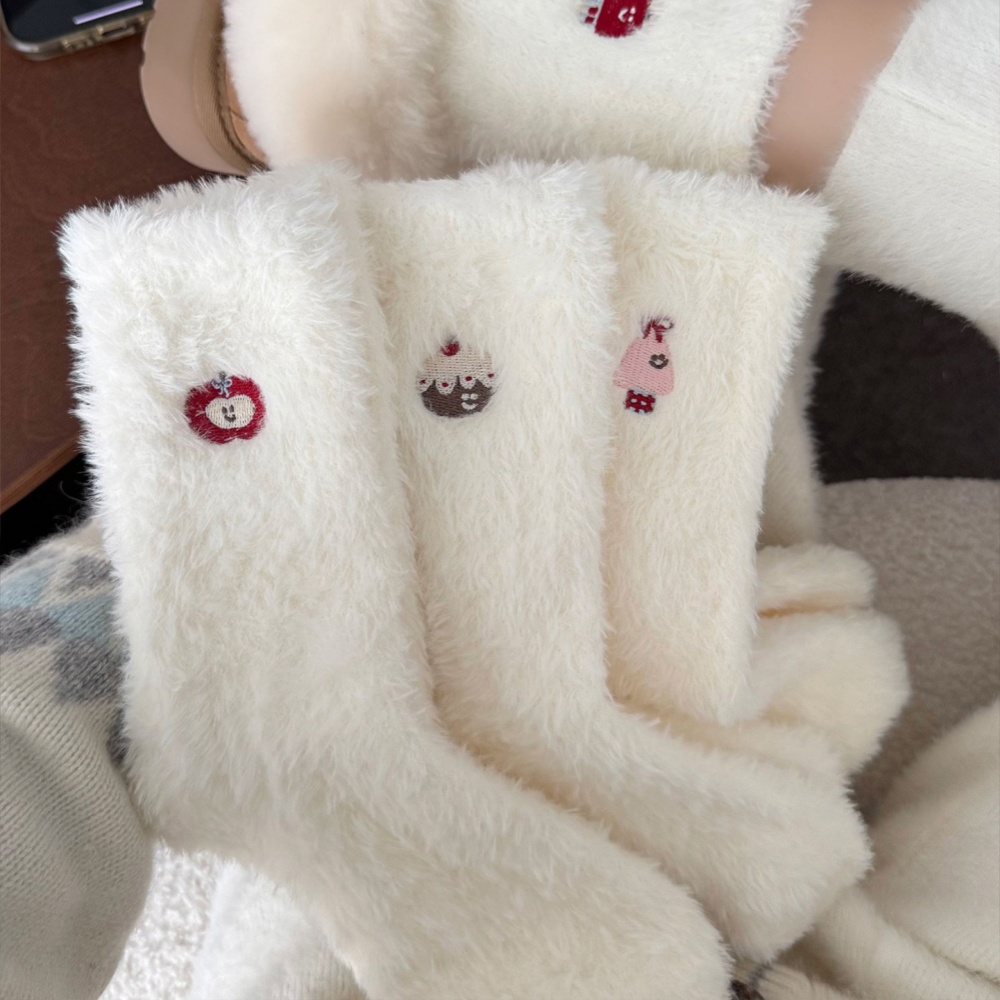 Banjiwu 여성 양말 귀여운 자수 겨울 양말 수면 양말 임산부 무압박 중목 양말 장목 양말 중목 양말 방한용품 다리 보온대 4족 세트 29,990원