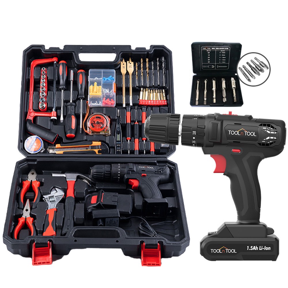 툴앤툴 21V 충전식 무선 전동드릴 수공구세트 80P TNT-HEX21LIS(+볼트리무버 5P) 콘크리트타공 가구조립 커튼레일설치 89,900원