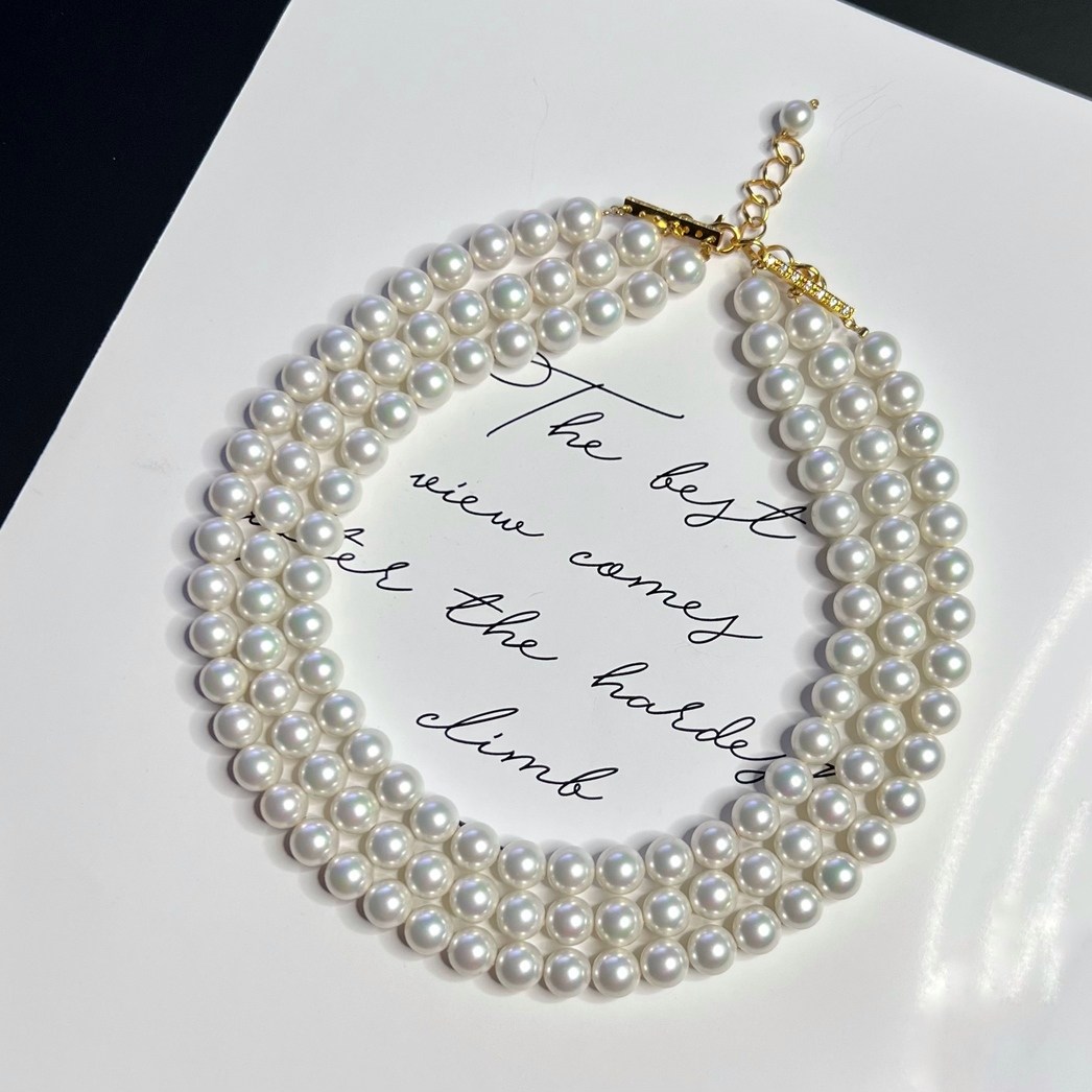 3줄 9mm 진주 초커 목걸이 3 Strands 9mm Pearl Choker Necklace Silver 925 148,000원