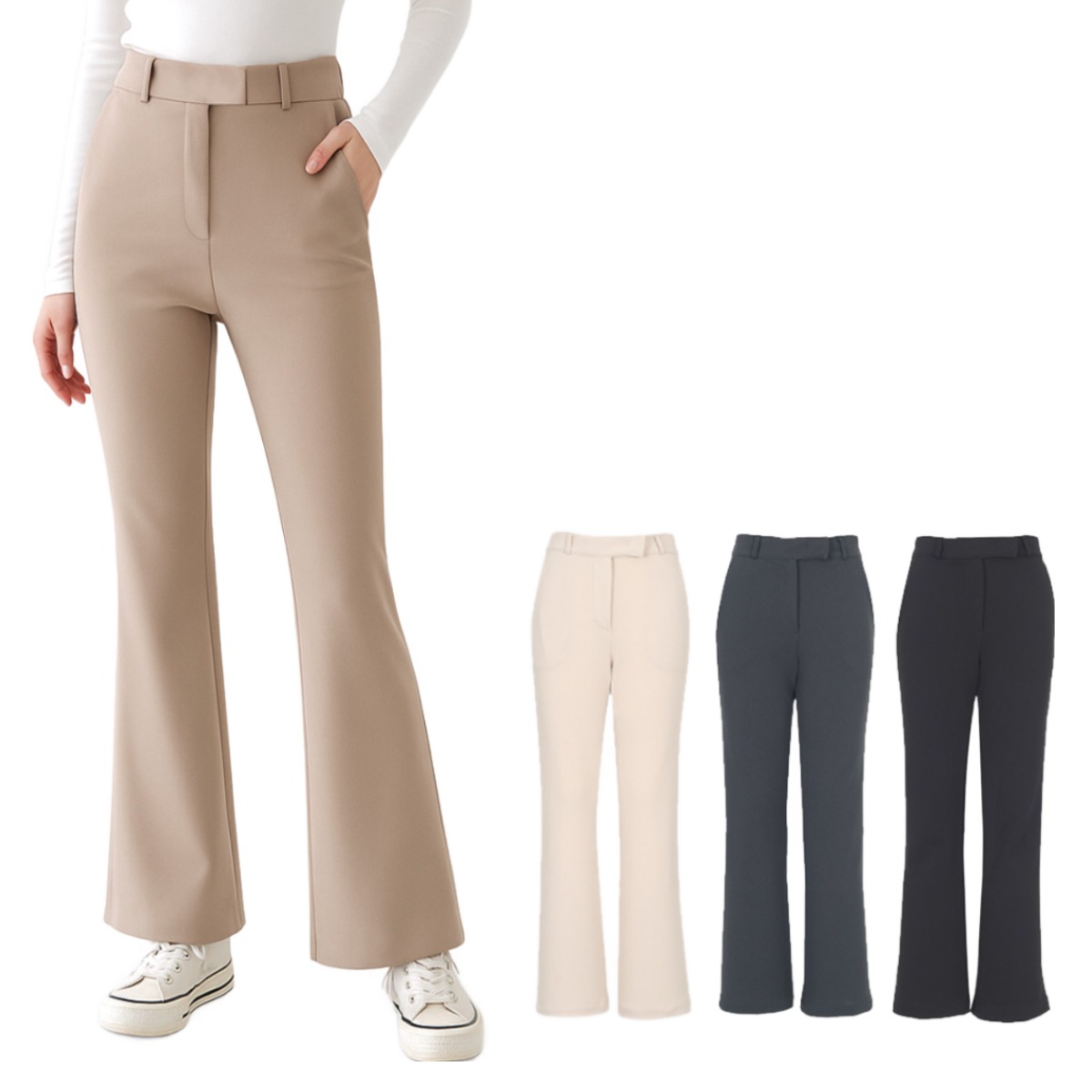 [김영주골프] 봄가을 뒷밴딩 부츠컷 슬랙스 여성 골프 바지 2기장 DPFLSL28 29,700원