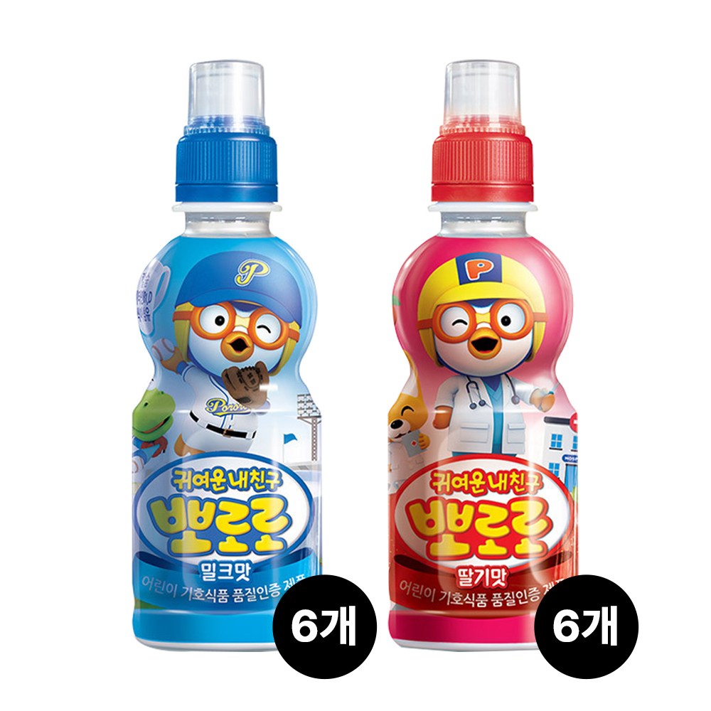뽀로로 딸기맛/밀크맛 2종 235ml x 12개/24개/48개 어린이음료 14,000원