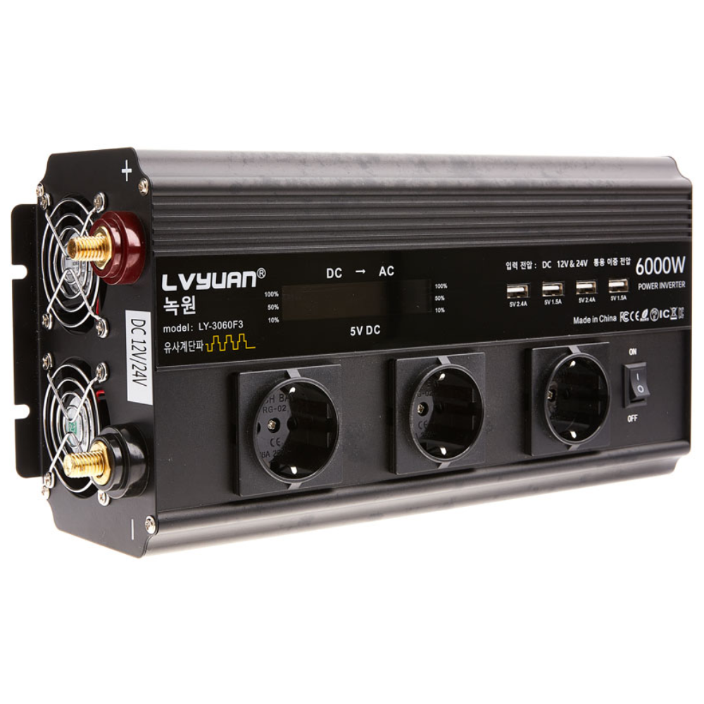 루앤 차량용 LCD 인버터 유사계단파 6000W 220V 60hz 한국형 KC인증, 1개 179,550원