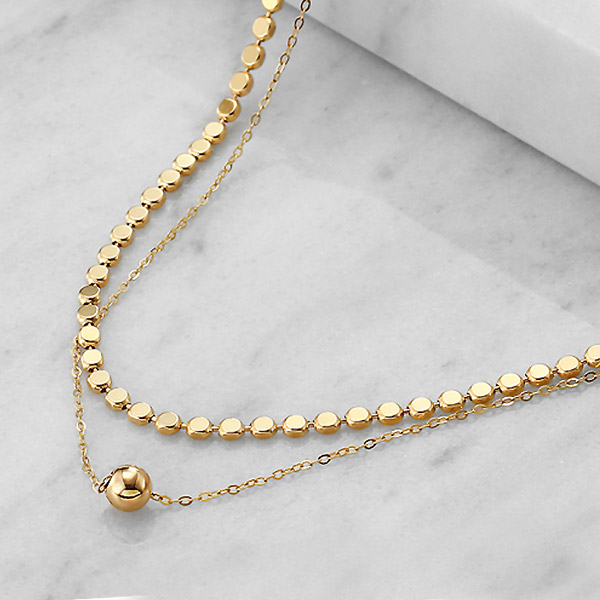 골드앤 14K 플로팅 골드볼 두줄체인 목걸이 628,800원