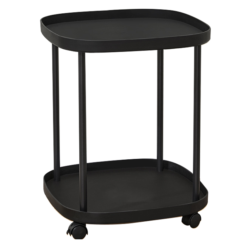 에버하우스 라운드 사각 다용도 사이드 선반 트롤리, 블랙, 2단 16,800원