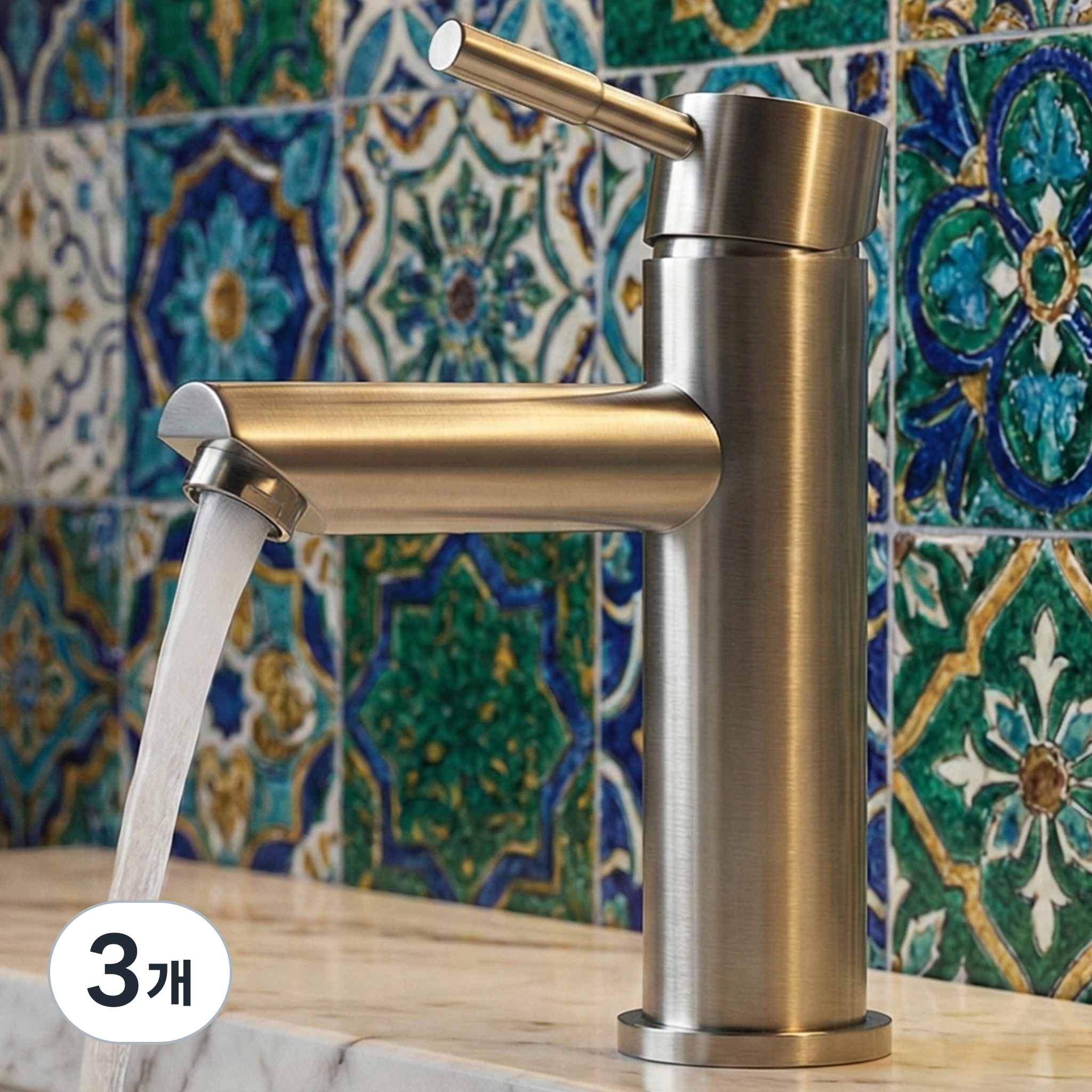 호텔식 시그니처 무광스텐 원홀 세면기 수전 욕실수전, 3개, 샤이닝 실버 69,450원