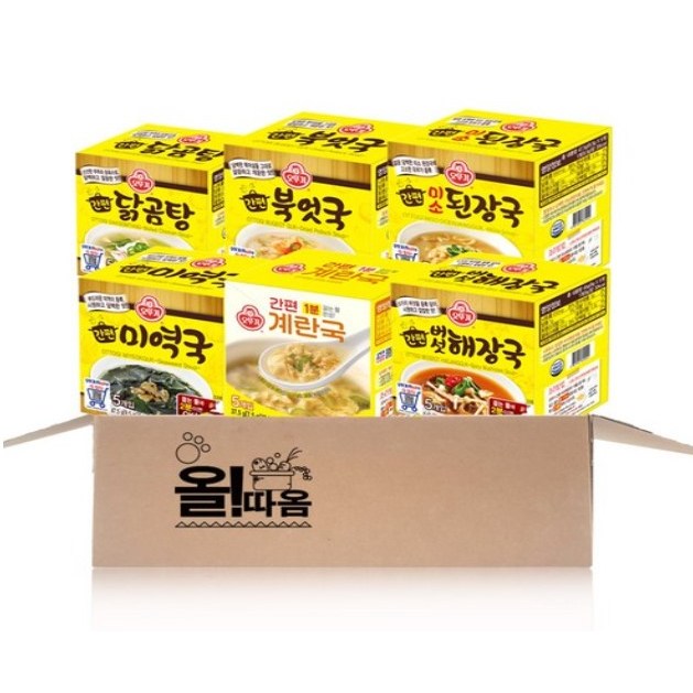 오뚜기 간편블럭국 6종 기획세트 4호(미역국+계란국+버섯해장국+미소된장국+닭곰탕+북엇국) 각 1개씩, 1개 27,980원