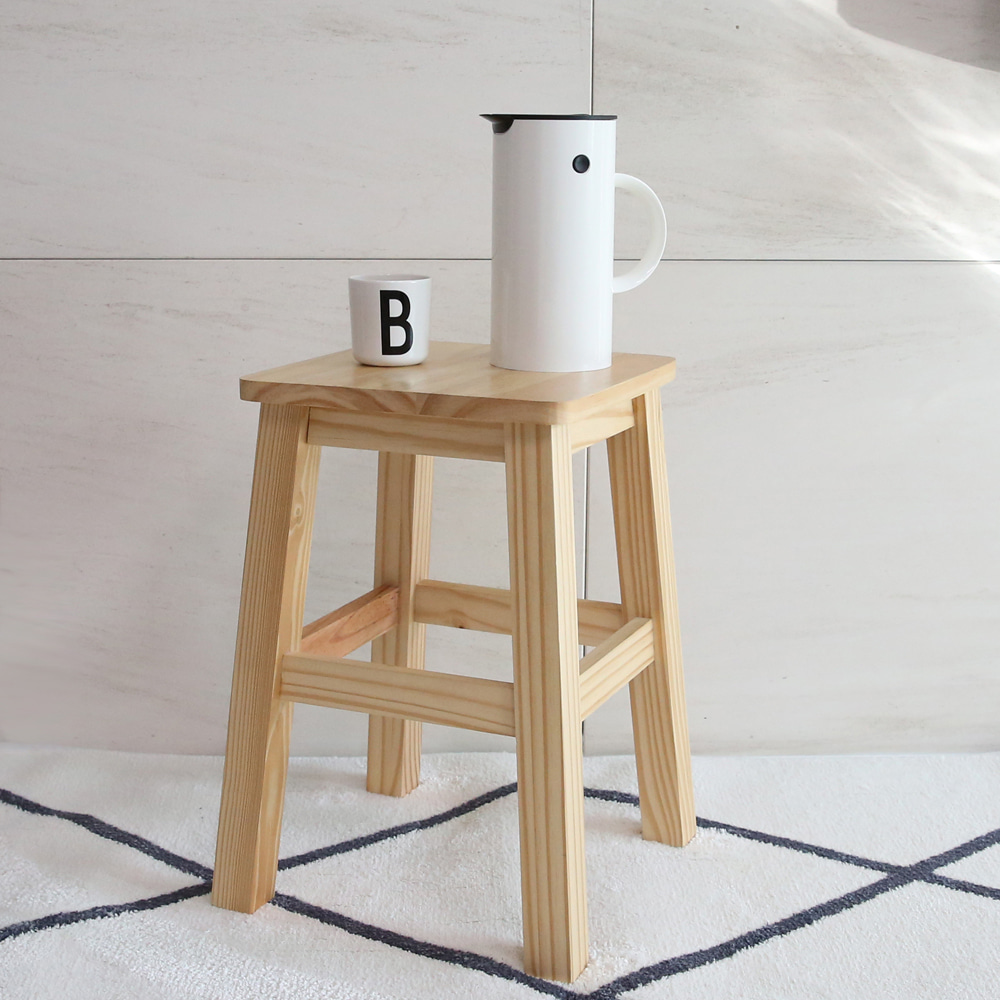고무나무 원목 베이직 사각스툴 2size (택1), 45cm (단일색상) 41,000원