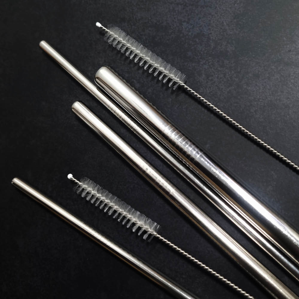 스텐 빨대 265mm 8mm 일자형 (3개+세척솔) 굵은 롱 스테인리스 스트로우 11,990원