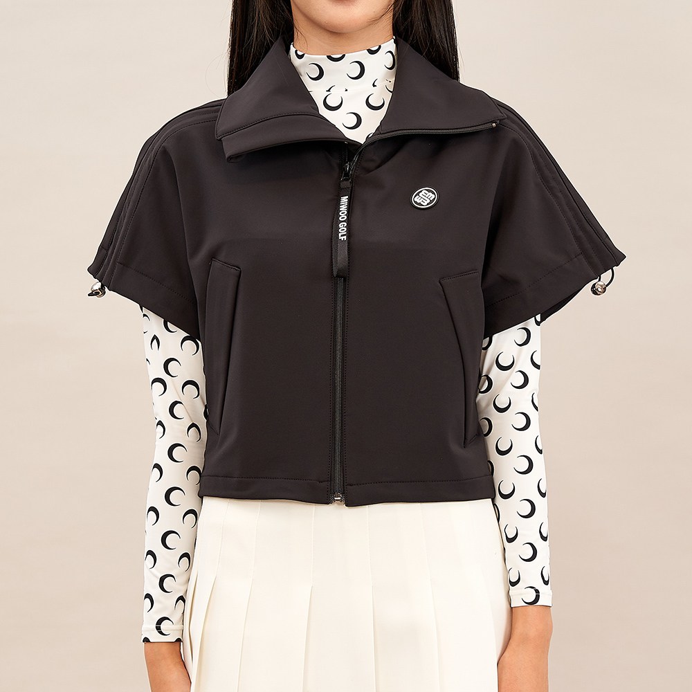그레힙 여성 골프 점퍼 체형 커버 소매 스트링 반팔 베스트 자켓 98,900원