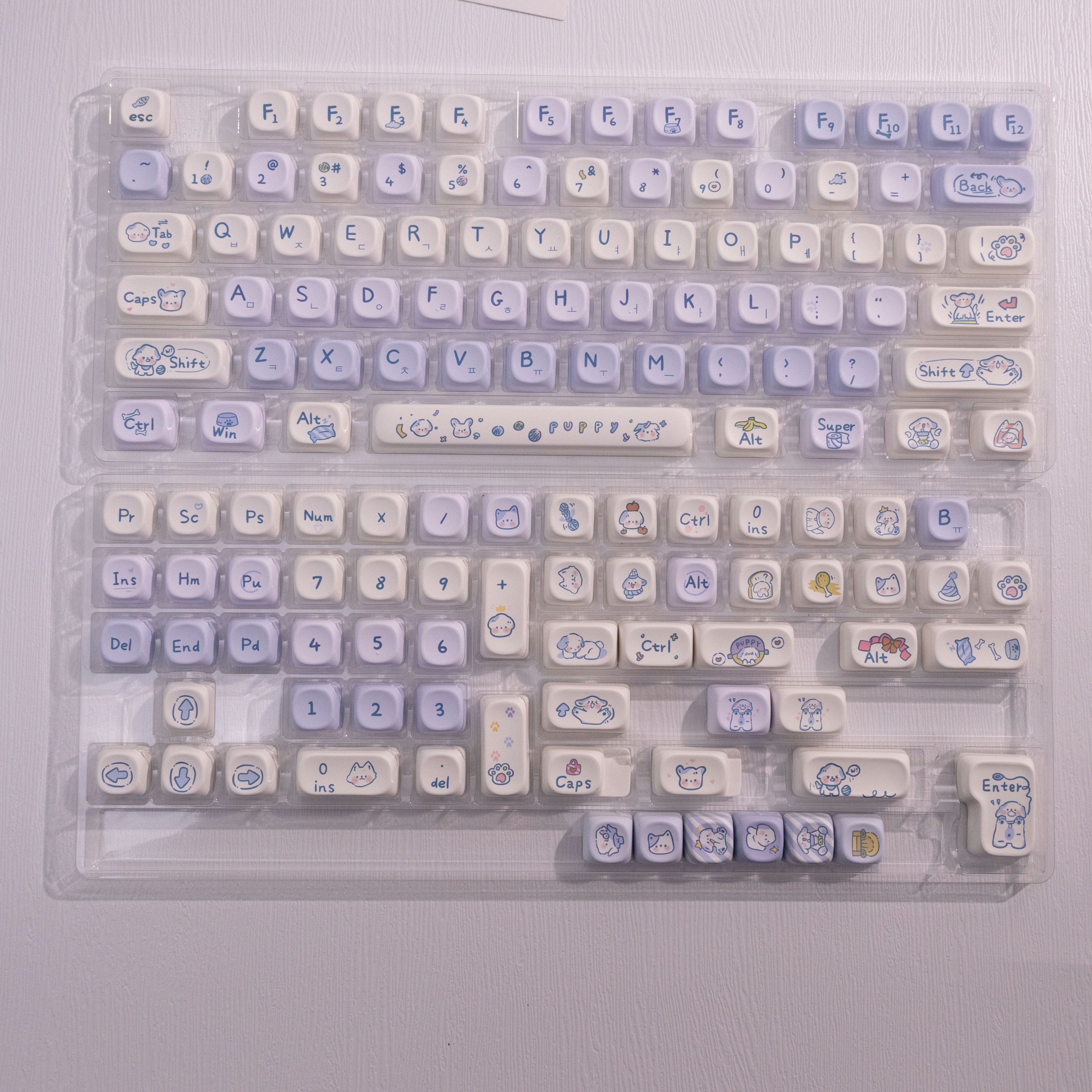 강아지 귀여운 기계식 키보드 키캡 한글 영문 각인 PBT 염료승화캐릭터 키캡 MOA 프로파일, MX 스위치 호환, 61/64/68/87/96/104/108 배열 키보드 지원, 한글 각인, 강아지 17,800원