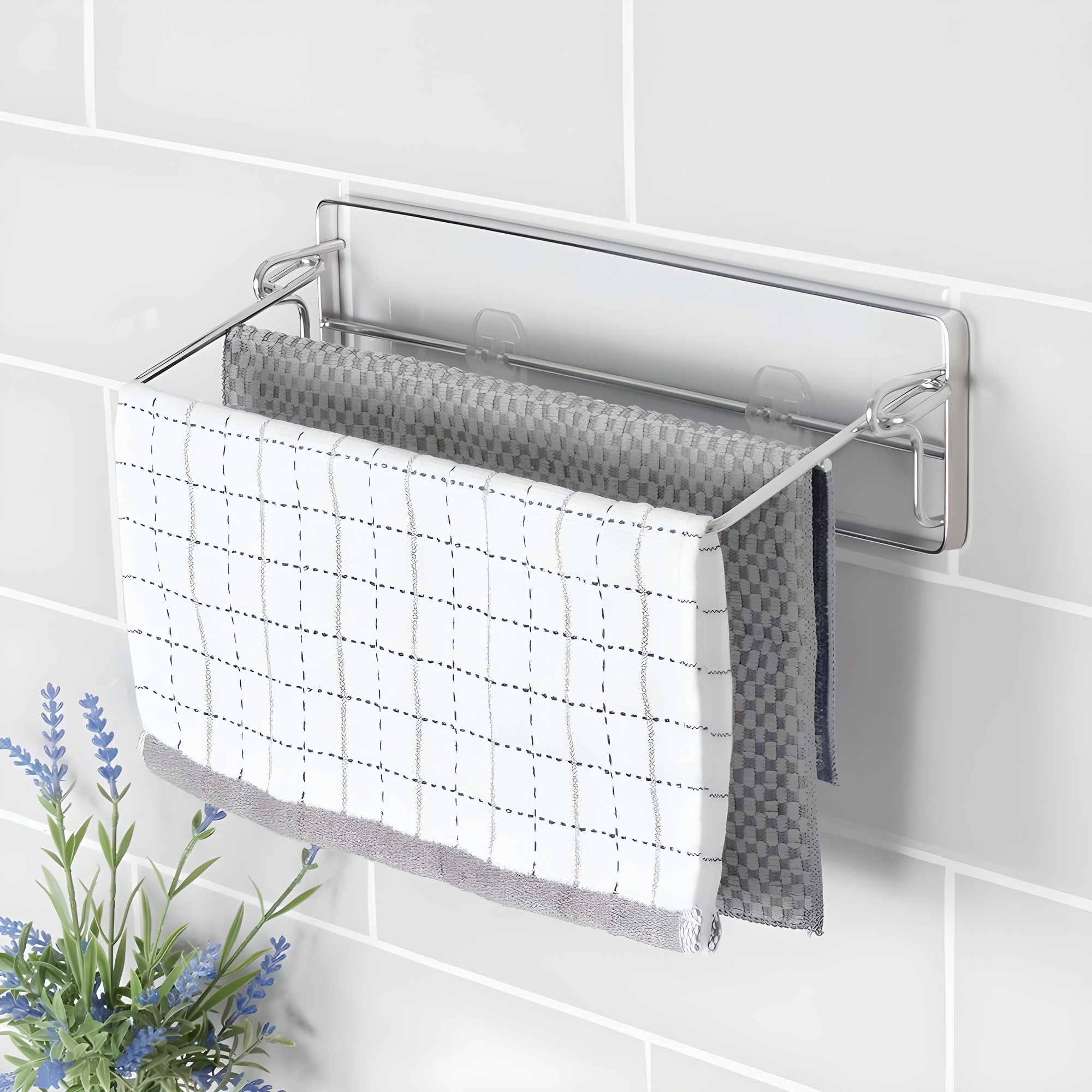 스파이더락 무타공 스마트접착 접이식 행주걸이 2단 14,550원