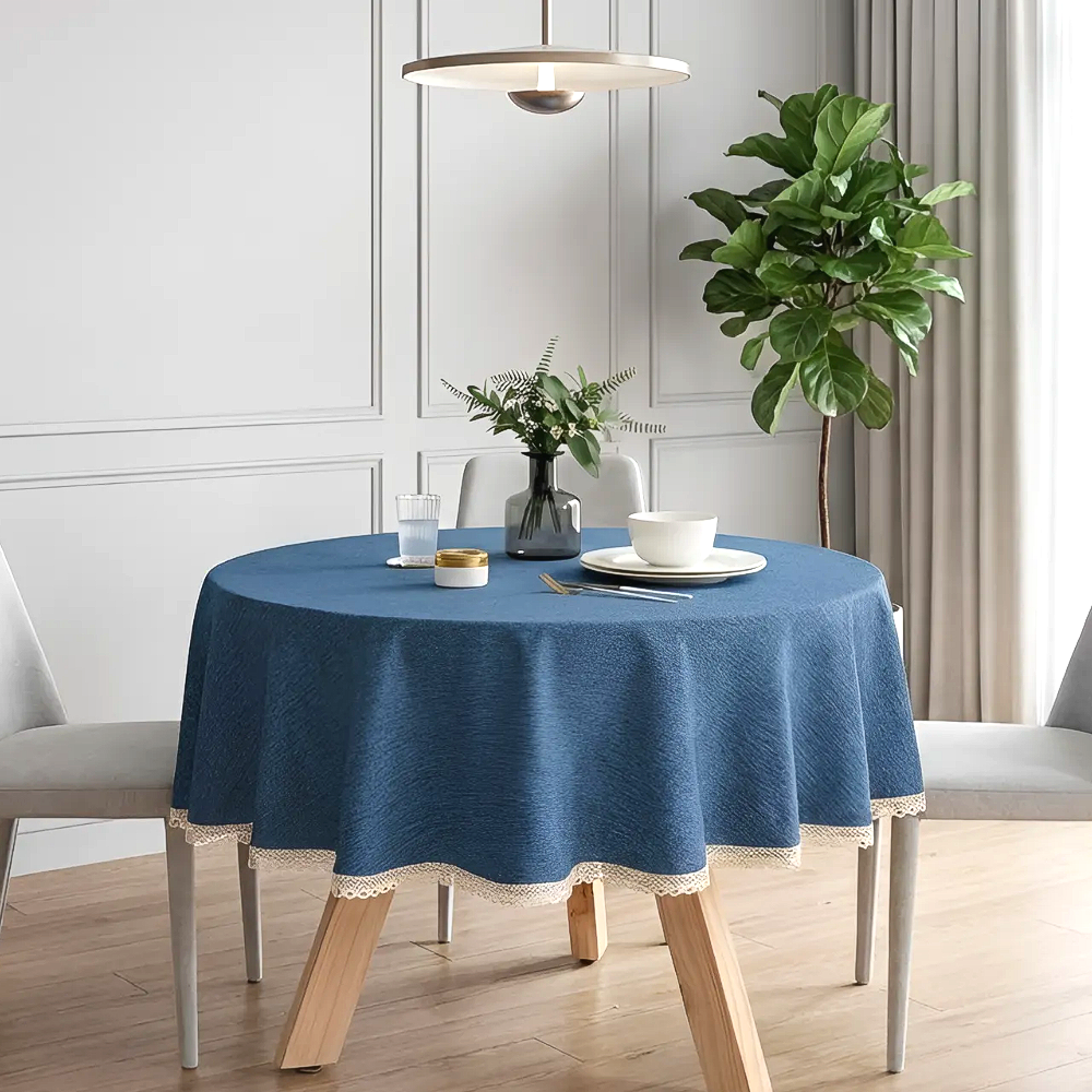 소담픽 레이스 원형 방수 식탁보 테이블보, 1개, 120cm, 블루 16,400원