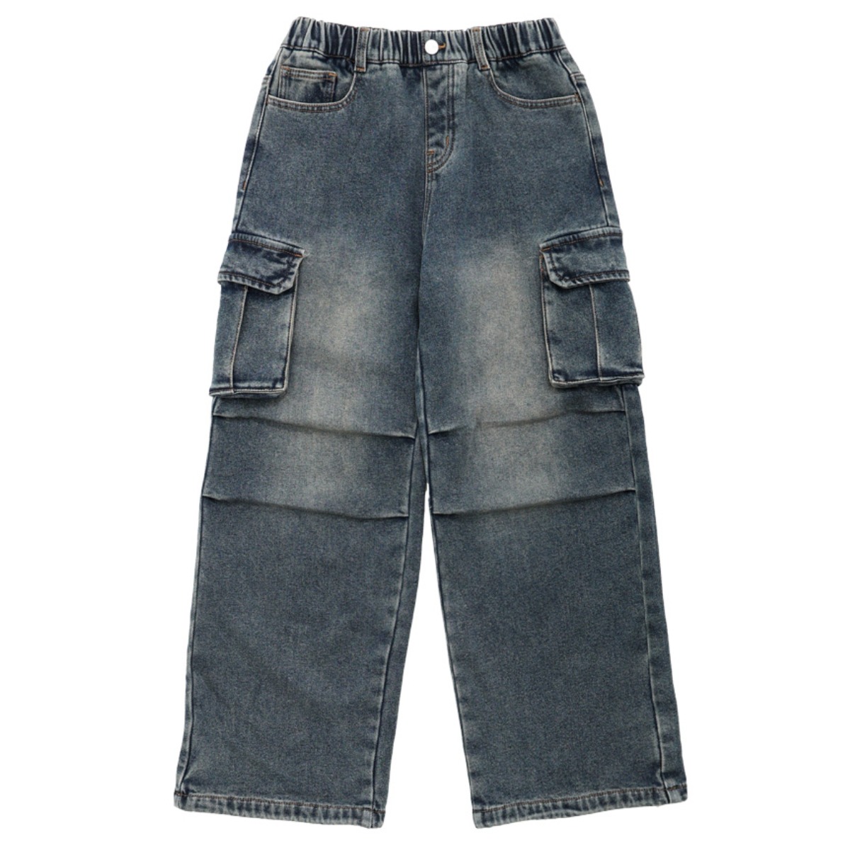 티미유 주니어 공용 기모 와이드카고 밴딩 데님팬츠 44,900원