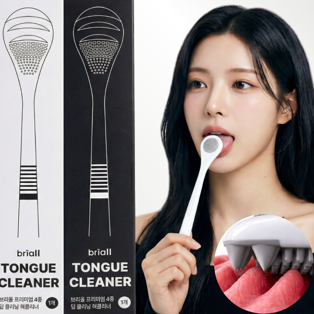 [약국입점] 브리올 백태구취제거 4중날 실리콘 돌기 혀클리너 1세트 (블랙1+화이트1) 7,900원