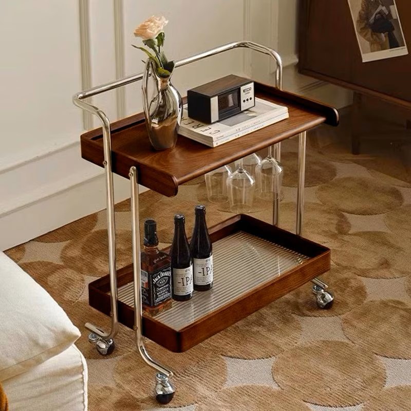 로얄다이아 우드트롤리 미드센츄리 이동식 트롤리 웨건 카트, 우드트롤리 / 월넛 139,900원