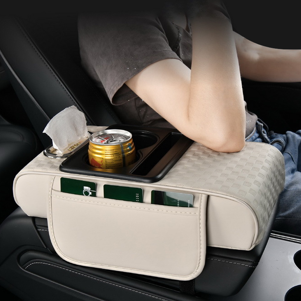 Jeernare 차량용 팔걸이쿠션 콘솔박스 티슈 흔드품 컵홀더 수납 일체형 다용도 방수 12,160원