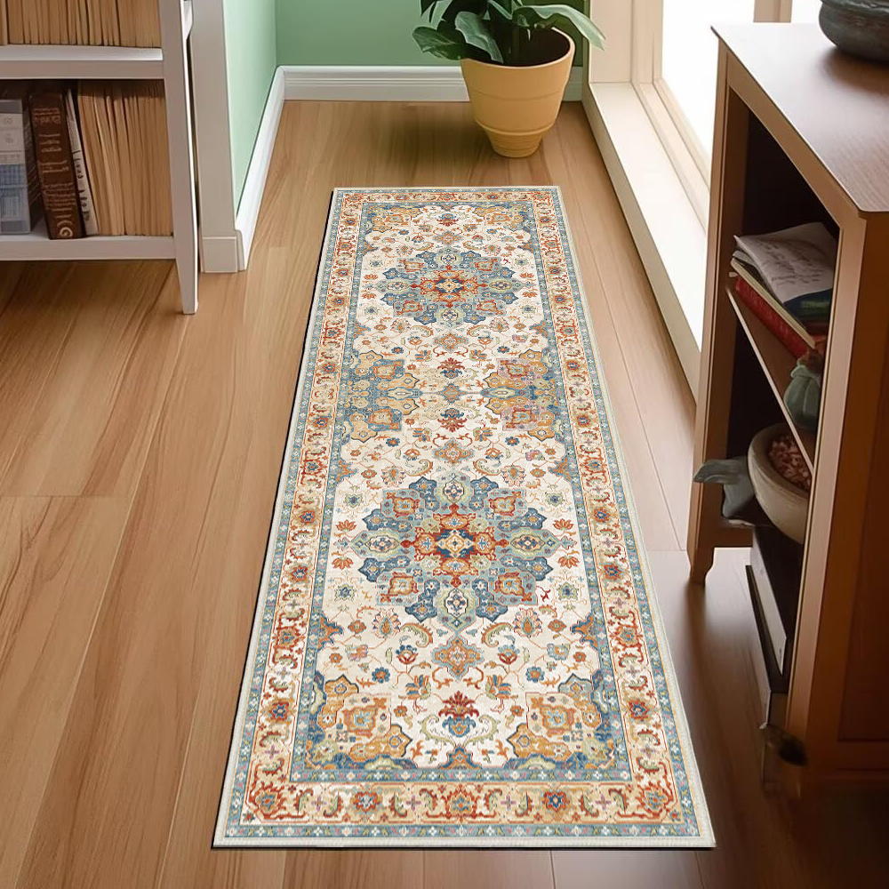 스타일 카펫 레트로 패턴 먼지방지 미끄럼방지 러그 물세탁 쉬운 관리 벨벳 소재 가정용 현관 거실 주방 욕실 침실 침대옆 러그 사계절 미니 러그 호텔 복도 장주머니 카펫 25,900원