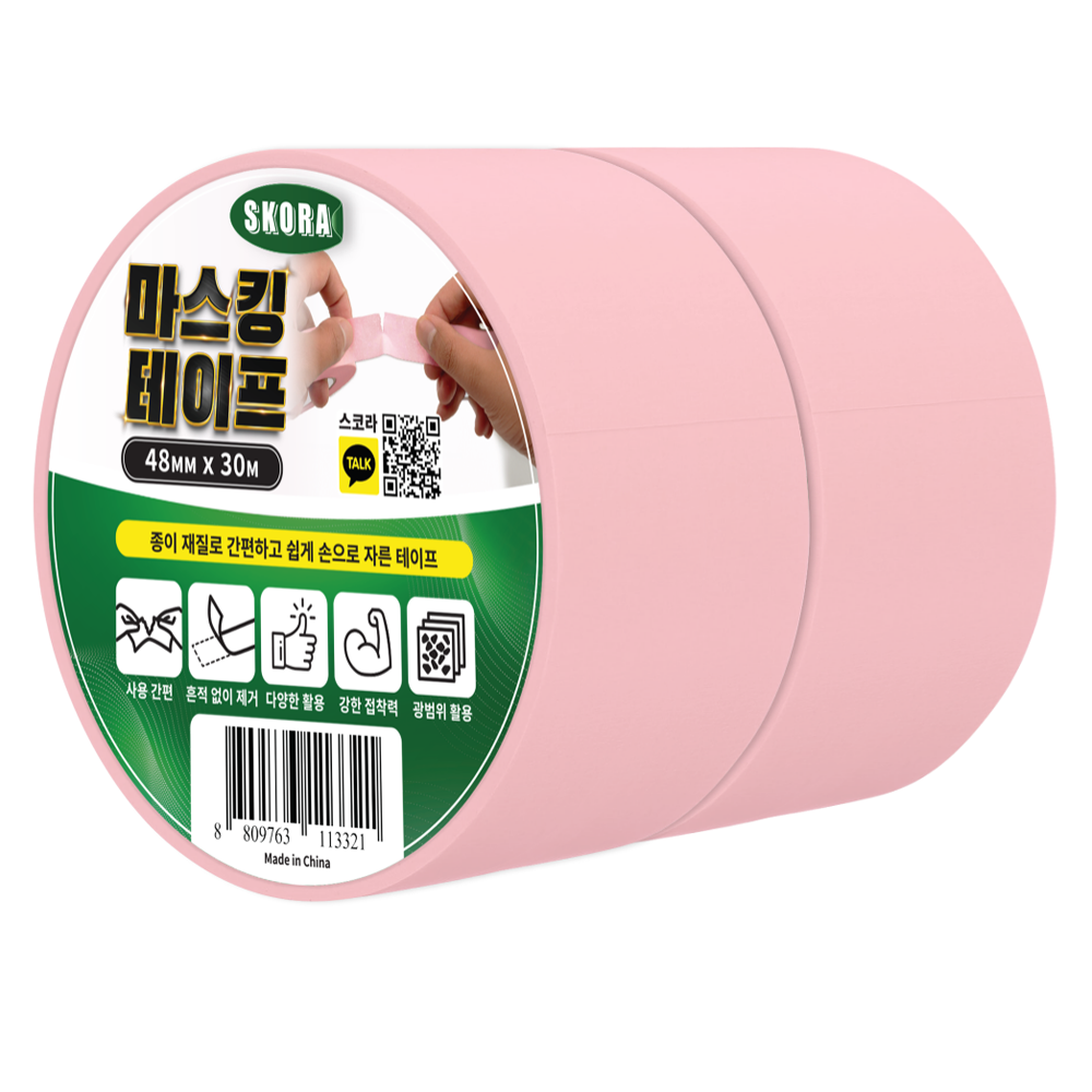 스코라 종이 마스킹 테이프 핑크 48mm x 30m, 2개 9,630원