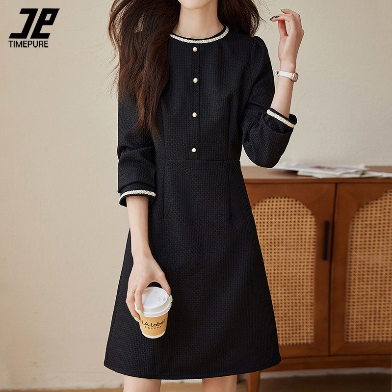 여성 트위드 원피스 미디  하객룩 오피스룩 데이트룩 정장 원피스 명품 봄 가을 슬림핏 긴팔 라운드 스커트 41,880원