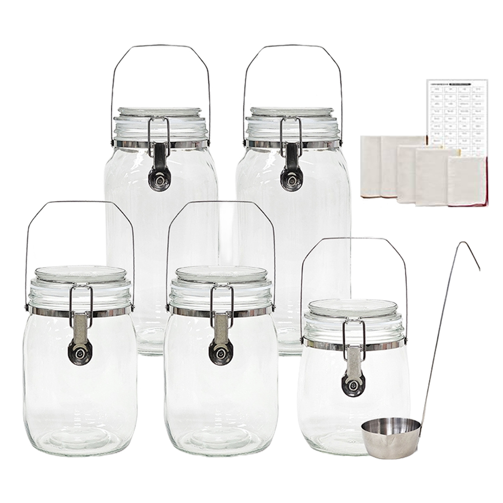 하울스홈 캐리락 다용도 손잡이 유리 밀폐용기 750ml + 1L x 2p + 2L x 2p + 국자 4호 + 보자기 스세트, 1세트 77,900원