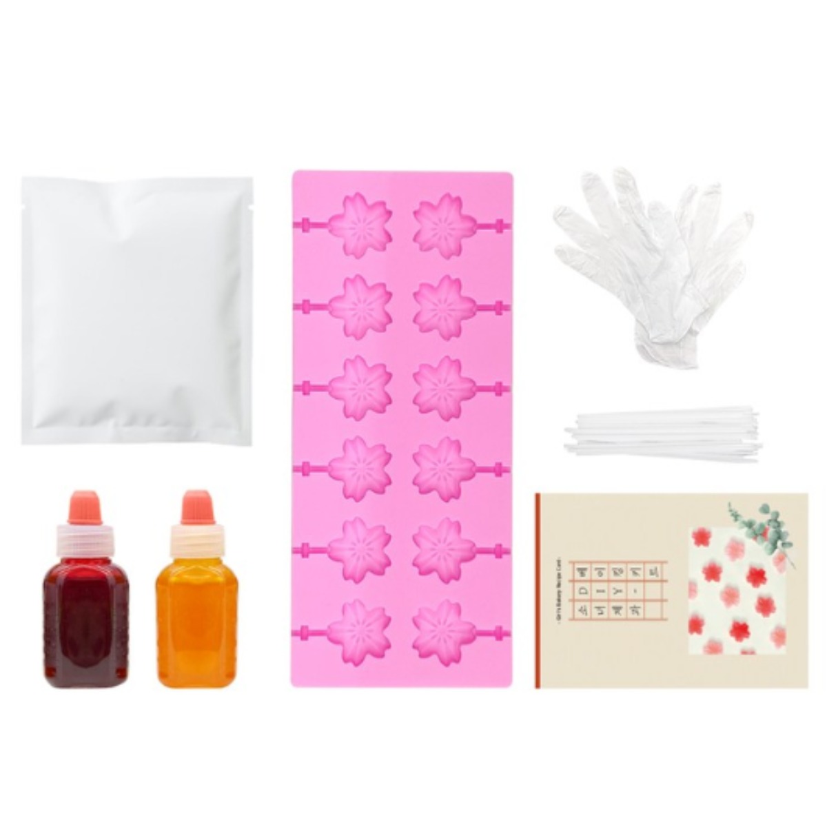 화이트데이 수제 캔디 만들기 벚꽃 실리콘 몰드 사탕만들기 DIY 키트 막대사탕 실속 포장 패키지 당일발송 집콕놀이, 1개 25,800원