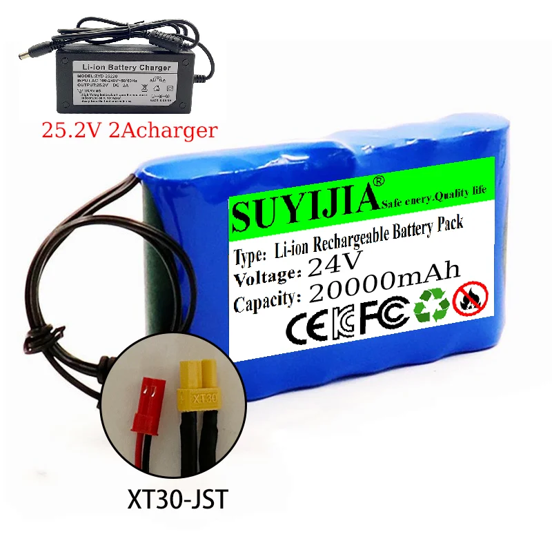 새로운 24V 10Ah 7S3P 18650 리튬 배터리 고용량 10000mAh 충전식 팩(전자 제품용 2A 충전기 포함) 42,700원