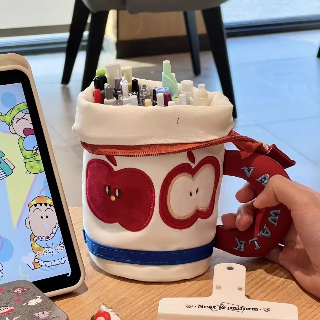 일상채움 귀여운 사과 스탠드 대용량 필통 파우치, 1개, 혼합색상 9,900원