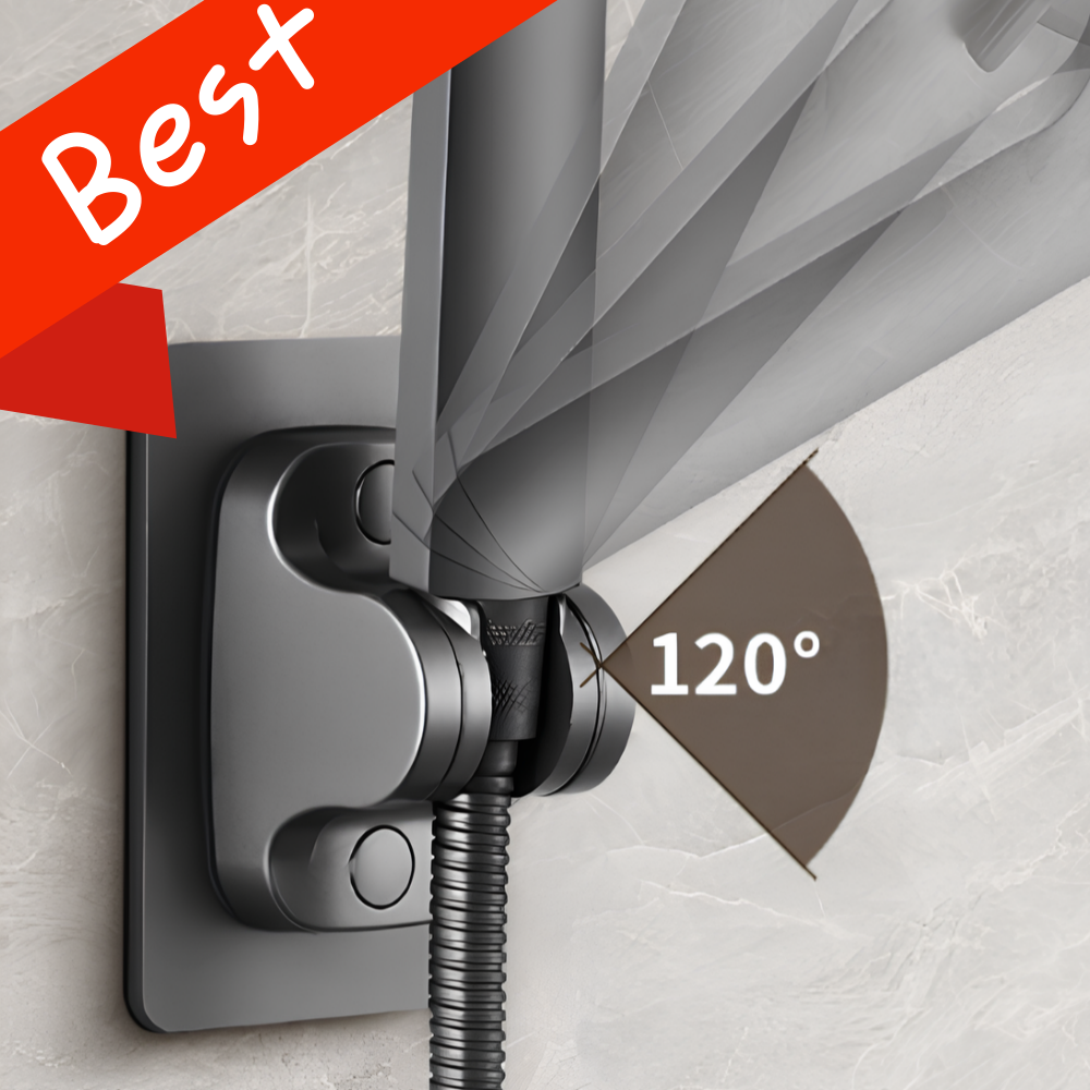 맑은욕실 무타공 각도조절 접착식 샤워기 거치대, 퀵실버 9,560원