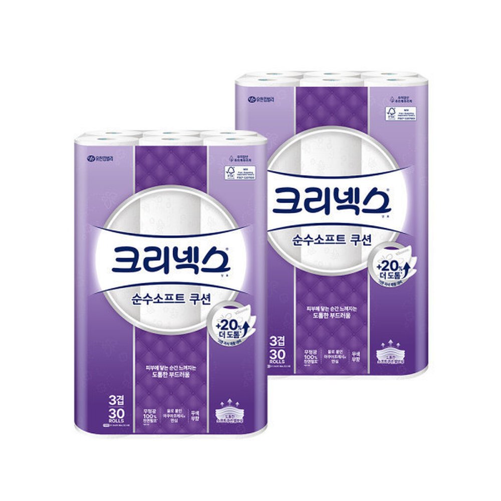 크리넥스 3겹 순수소프트 쿠션 25M 30개입 2개, 2개, 30개입 58,310원