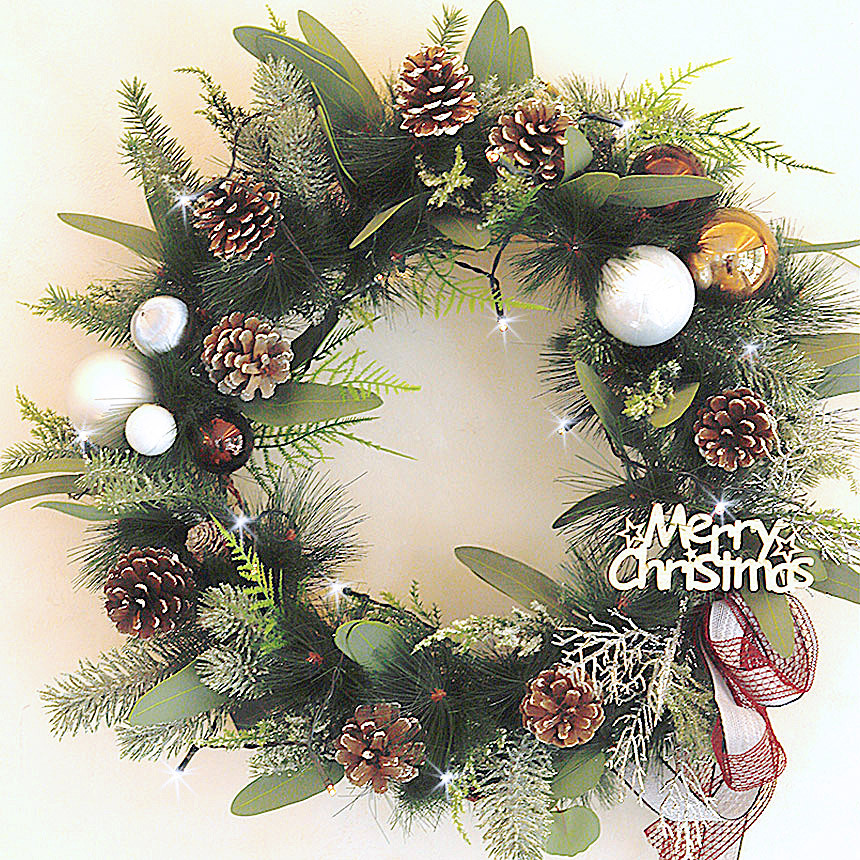 솔방울 솔트리 리스 45 + 전구 세트 13,090원