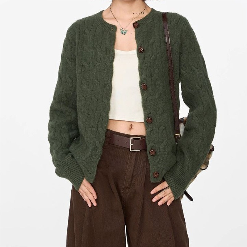 TIMEPURE 봄 가을 여성 꽈배기디자인 루즈핏 니트 가디건 긴팔 니트 38,000원