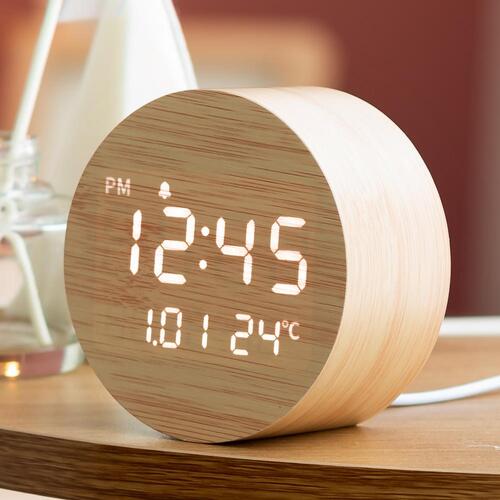 플라이토 문폴 우드 인테리어 LED 탁상시계 24,900원