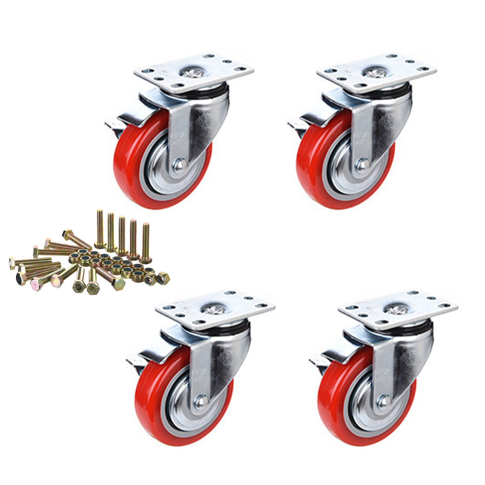 티렉스캐스터 우레탄 저소음 고탄성 스마트 3인치 4인치 5인치 회전 브레이크 캐스터 바퀴 4개+조립볼트 16개+나일론너트 16개 41,500원