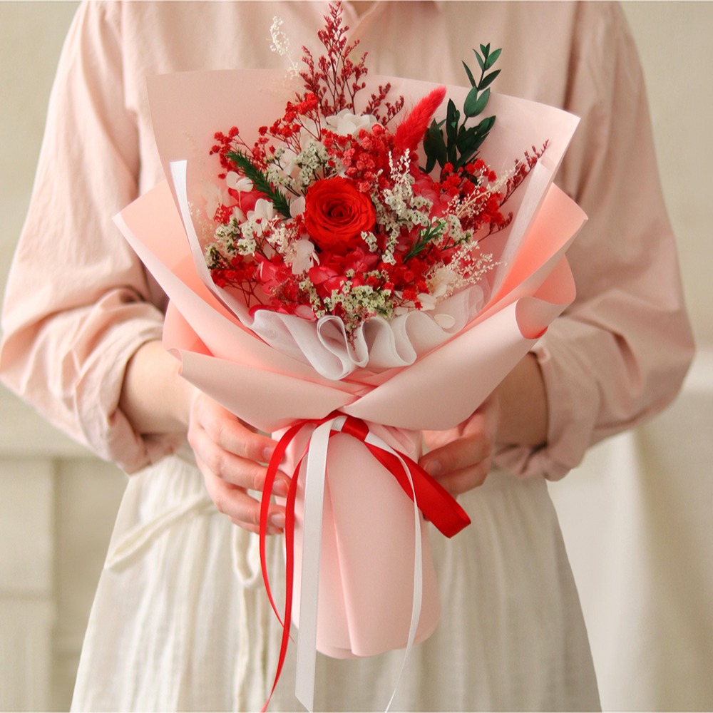 센트바스켓 생화 프리저브드 꽃다발 M + 쇼핑백 + 카드 세트 23,700원