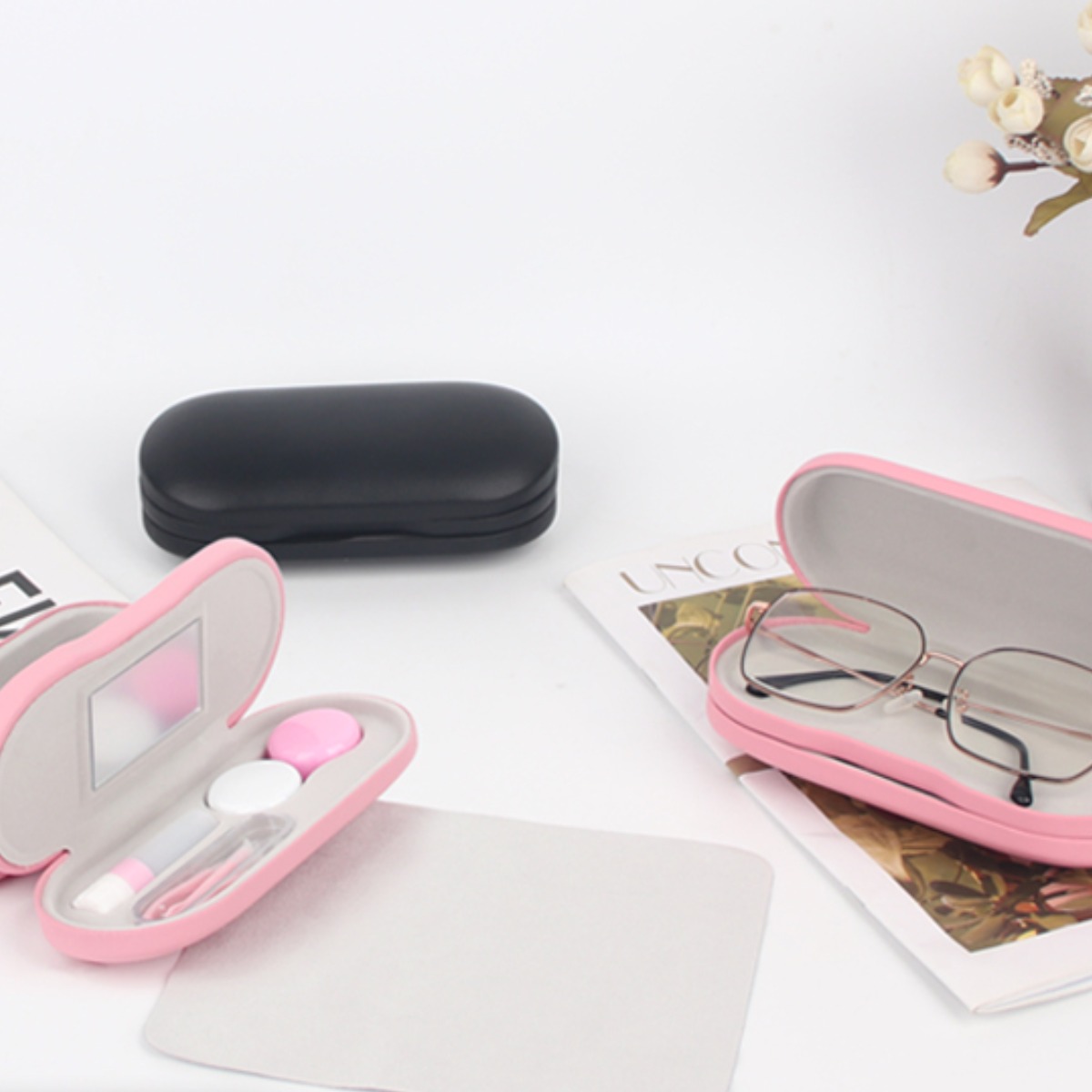 투데이리빙 5종 세트 안경 렌즈 일체형 듀얼 수납 케이스 + 안경닦이 + 렌즈통 + 집게 + 보존액통 선글라스 보관 휴대용 여행용 안경집 안경통 보관함 10,910원